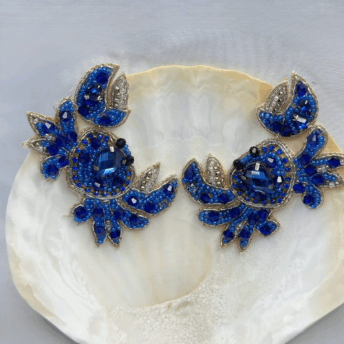 Beaded Blue Crab Earrings